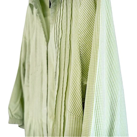 Avenue The Pleat Shirt Apple Green White Gingham Button Front 3/4 Sleeve 18/20 - Picture 3 of 14